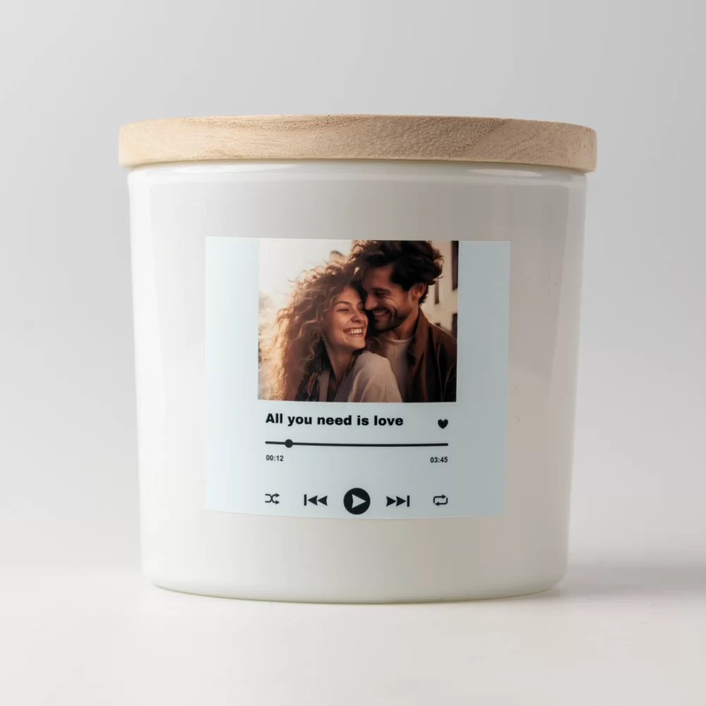 Modern photo scented candle