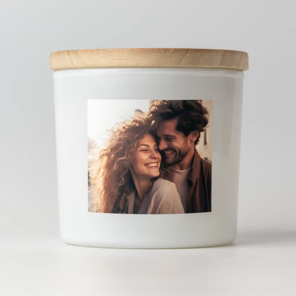 Custom photo scented candle