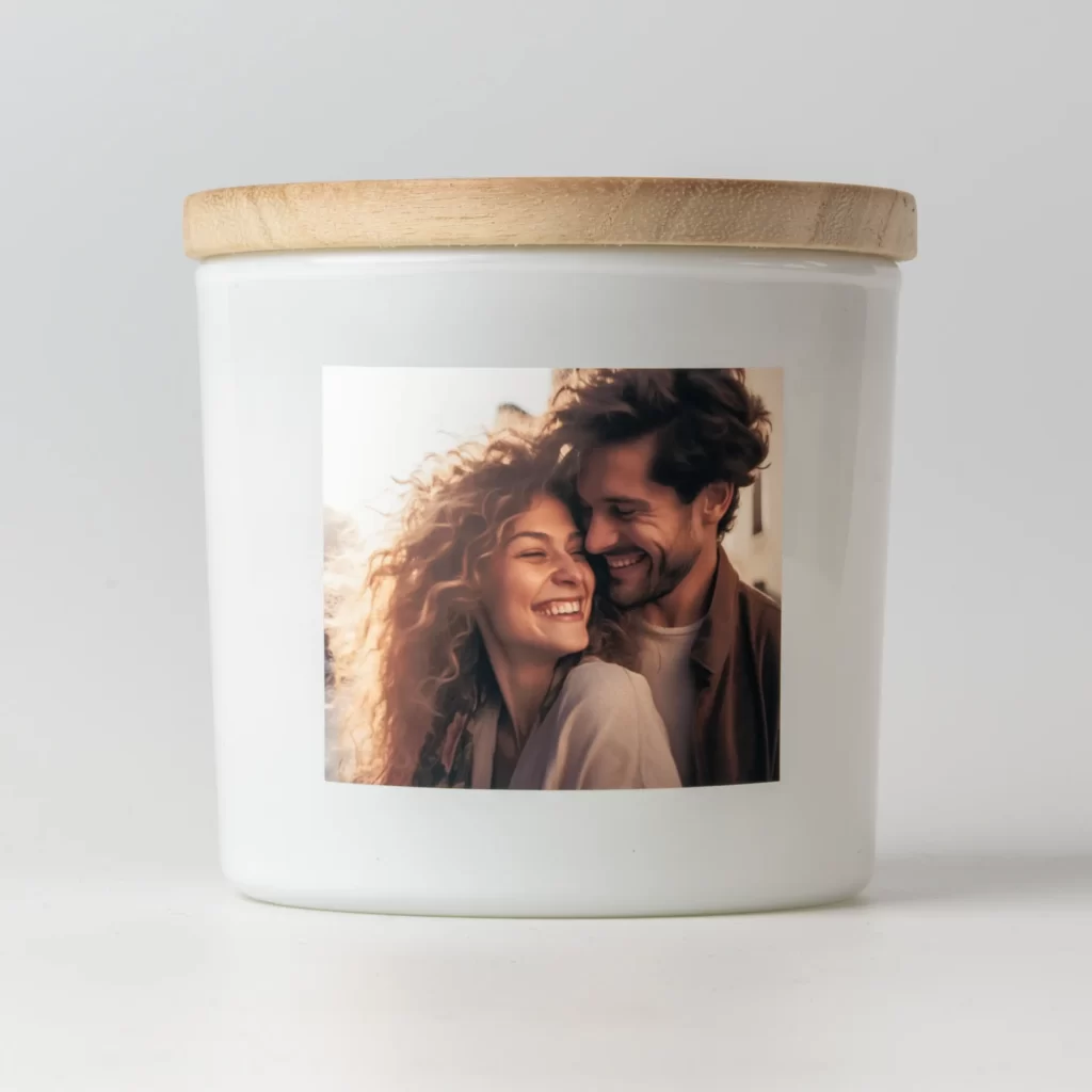 Custom photo scented candle