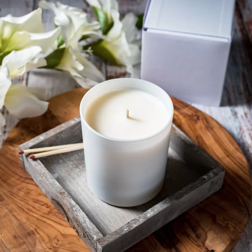 Candle glass - matt white 300ml