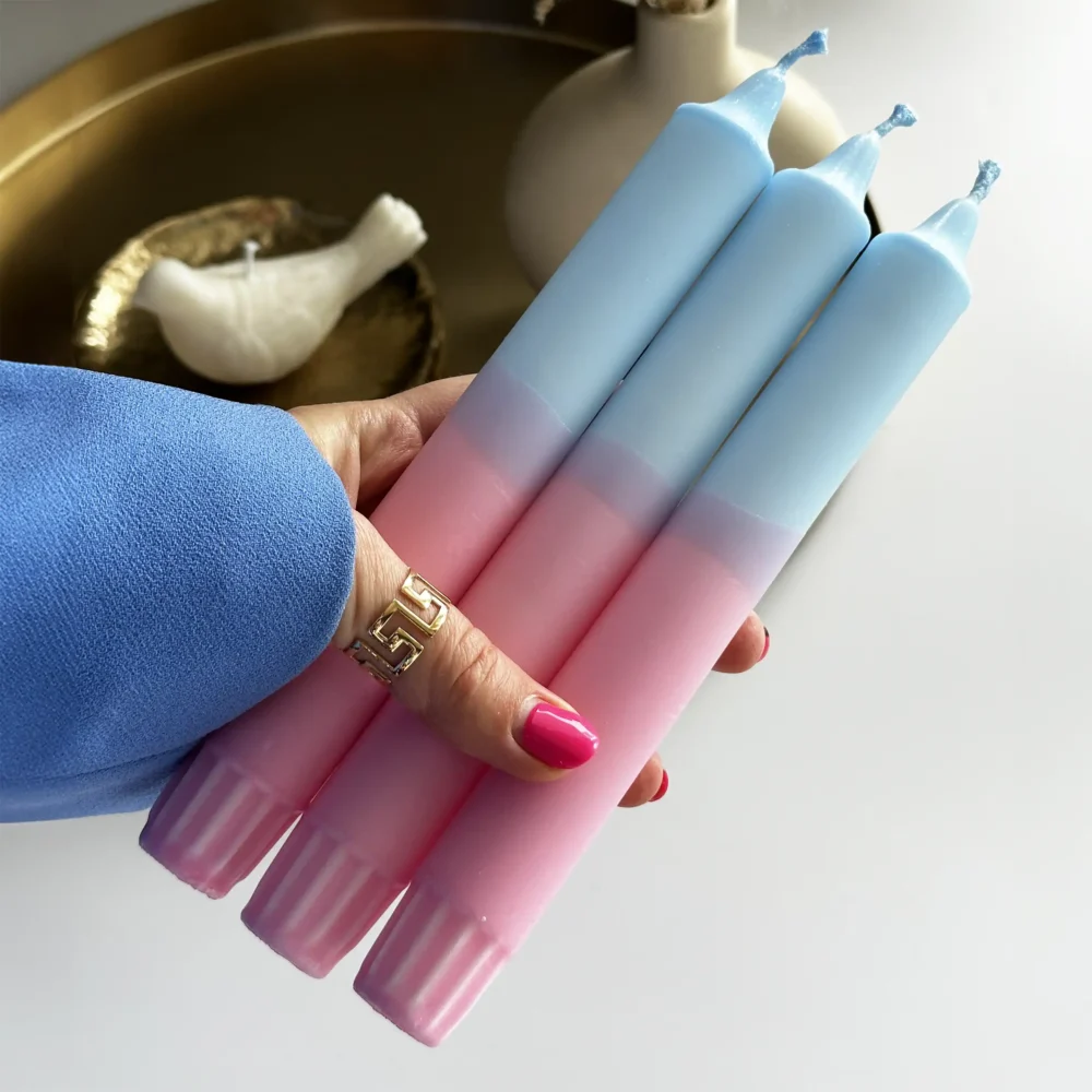 Rózsaszín & Kék Oszlop Gyertya