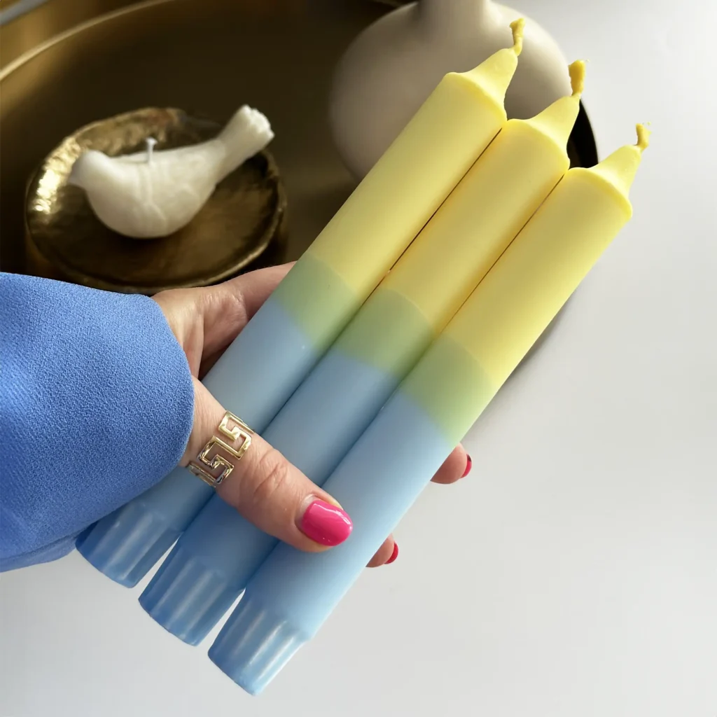 Yellow & Blue Pillar Candle