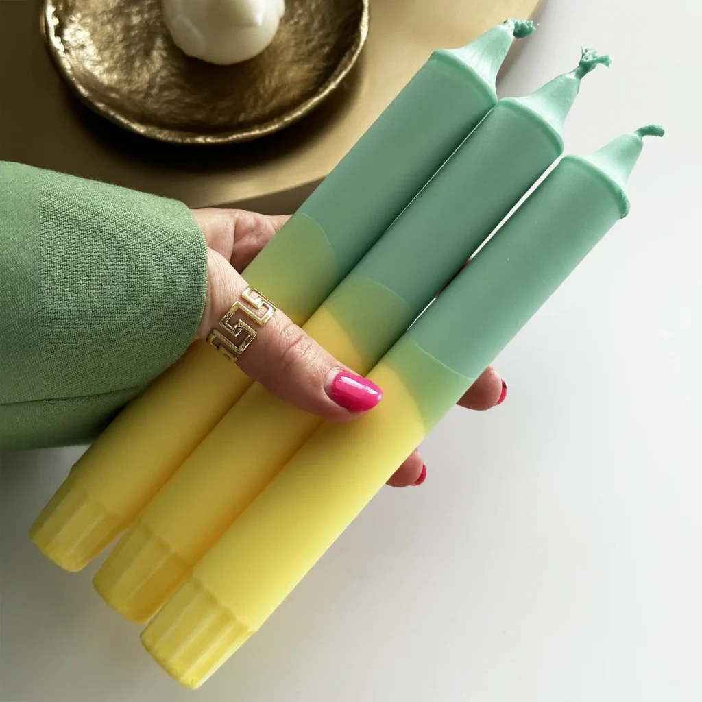 Mint & Yellow Pillar Candle