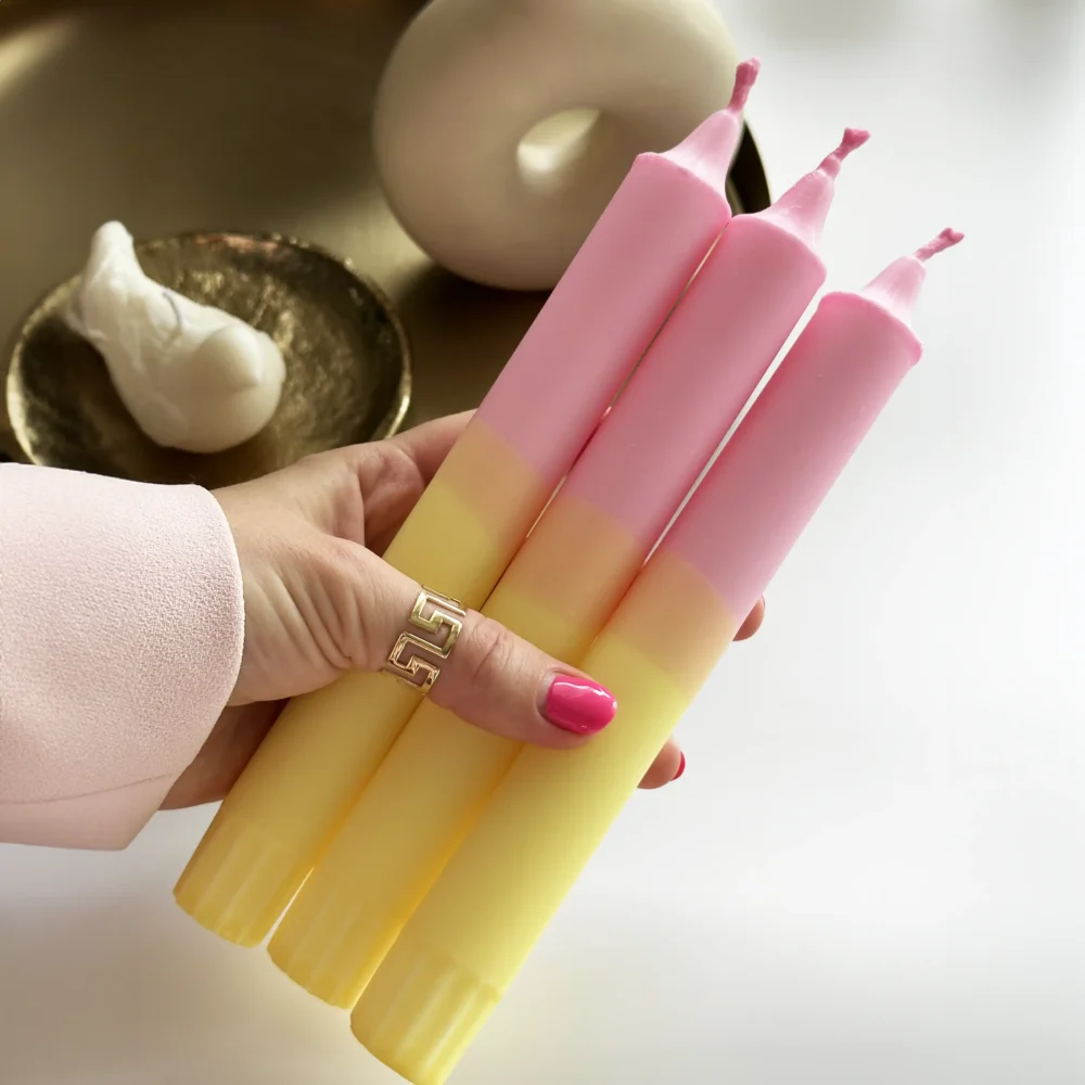 Rózsaszín & Sárga Oszlop Gyertya