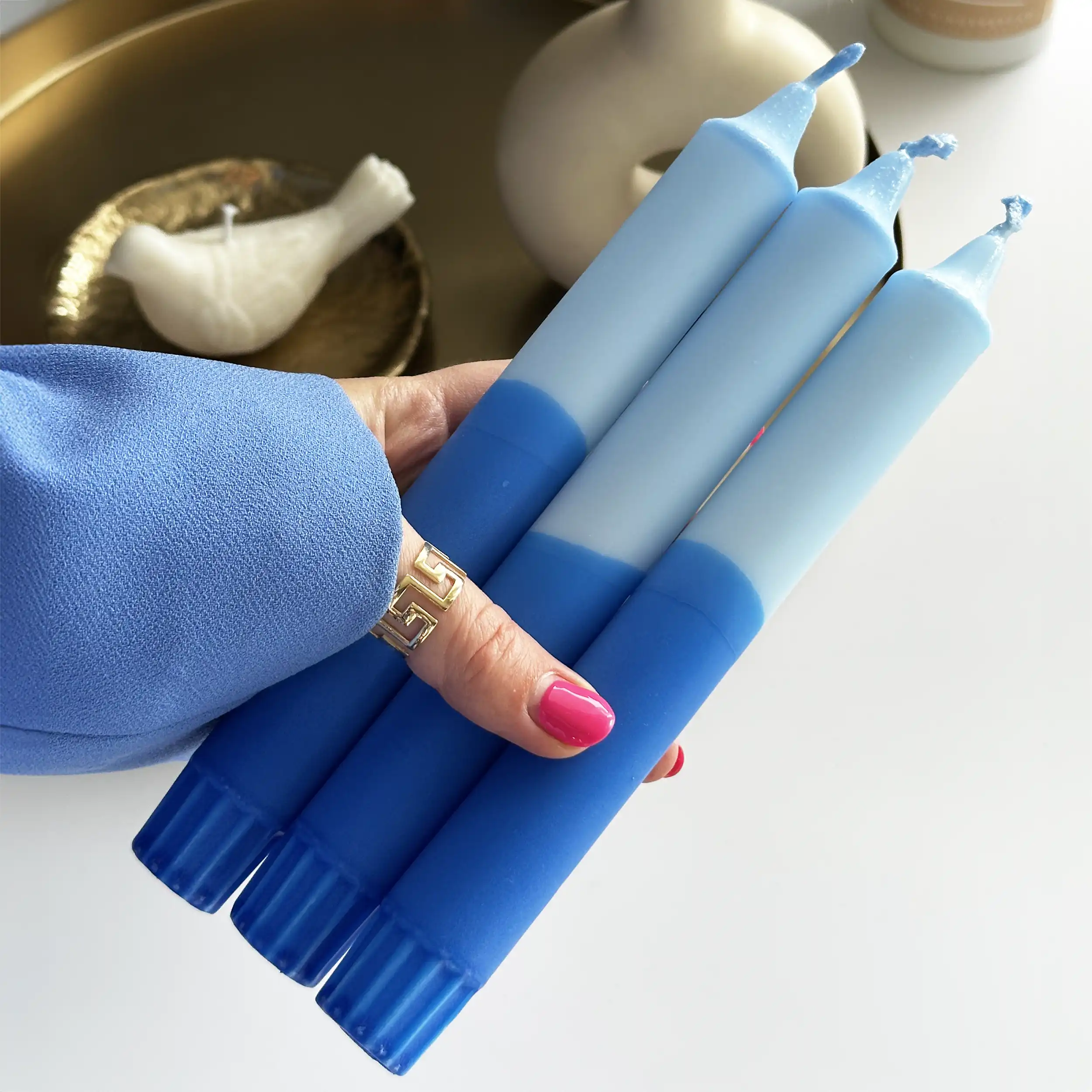 Blue Waves Pillar Candle