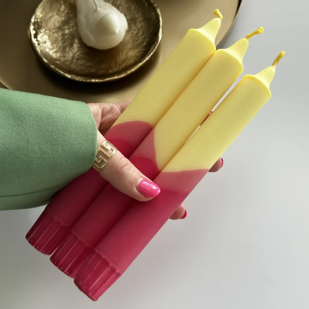 Yellow & Raspberry Pillar Candle