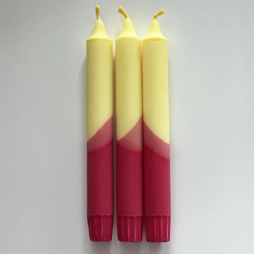 Sárga & Málna színű Oszlop Gyertya