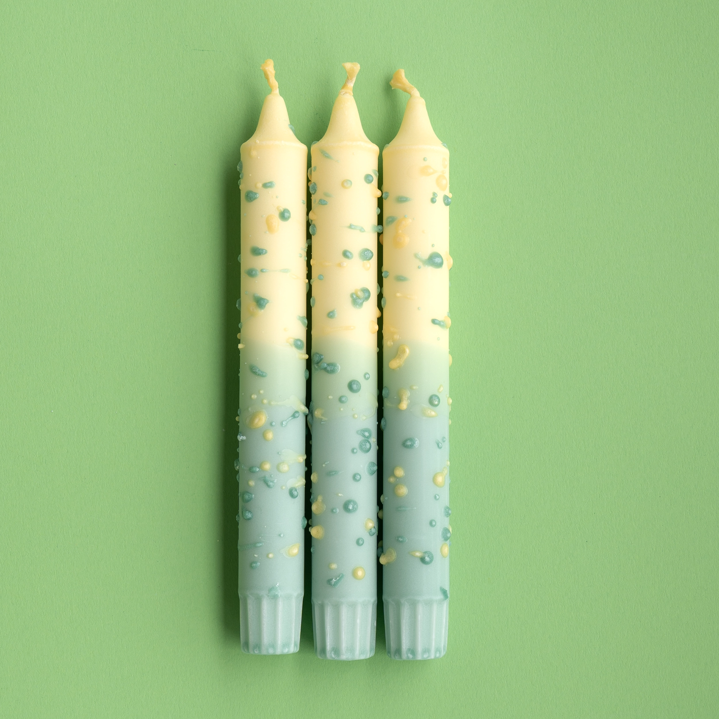 Yellow & Mint Decorated Pillar Candle