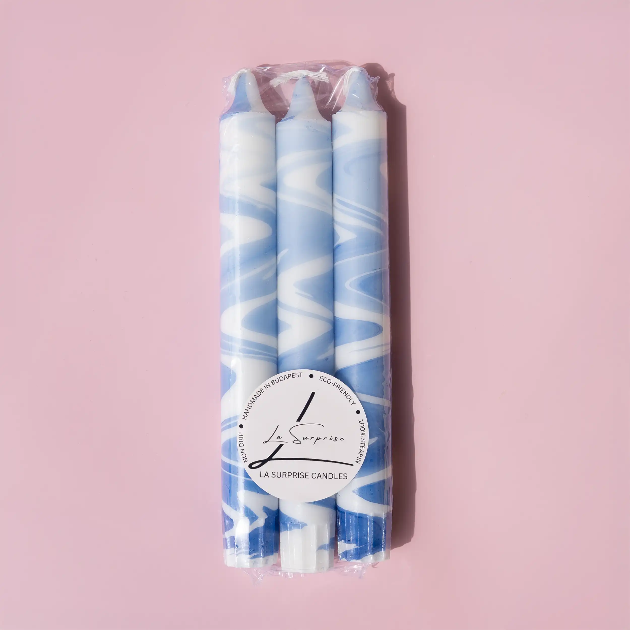Marble Blue Pillar Candle