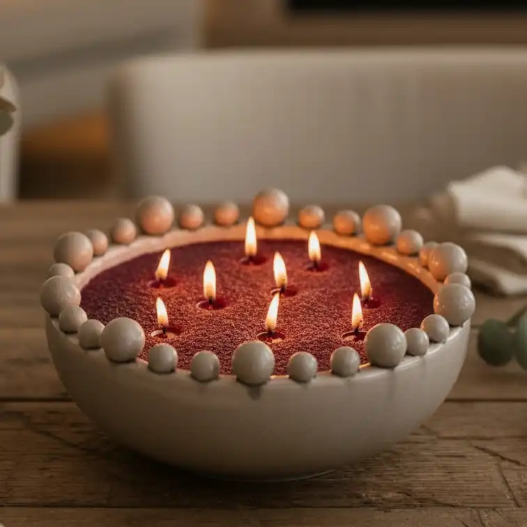 Candle Powder Burgundy Red